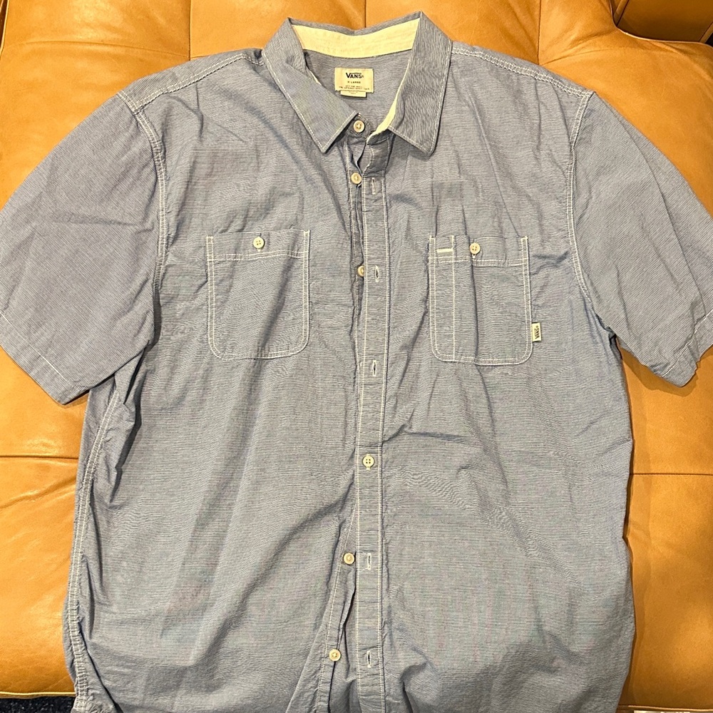 Vans Men's Casual Blue Button Down Shirt